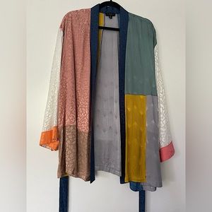 Silky jacquard patchwork robe